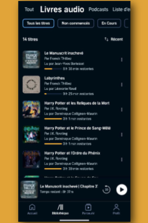 Bibliothque de livres audio dans l'application Audible