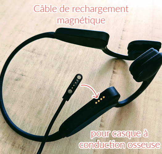 Cable de rechargement magntique pour casque  conduction osseuse