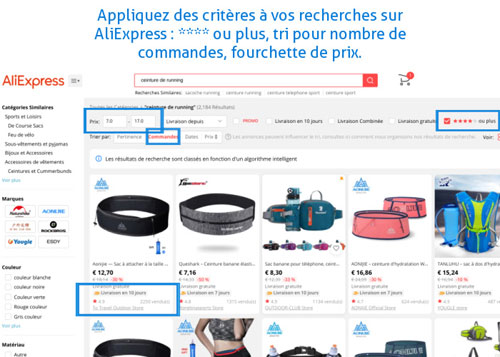 Aliexpress critres de recherches  utiliser