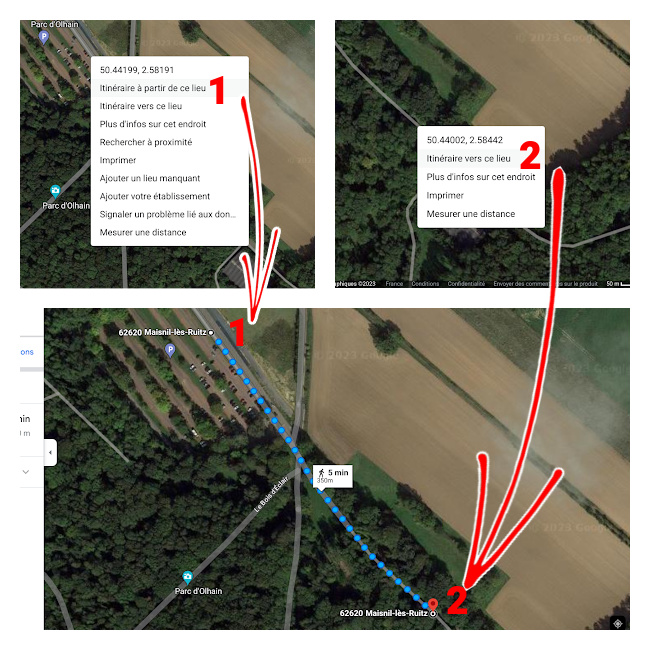 Premires tapes pour crer un itinraires course  pied dans maps