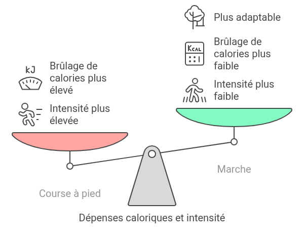 comparaison depenses caloriques de marcher ou courir