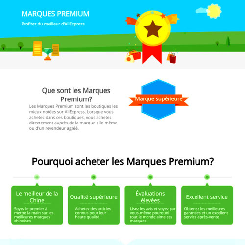 Marque premium et top brand sur Aliexpress