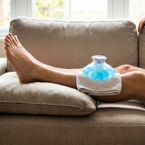 Mettre de la glace pour soulage la p�riostite du tibia