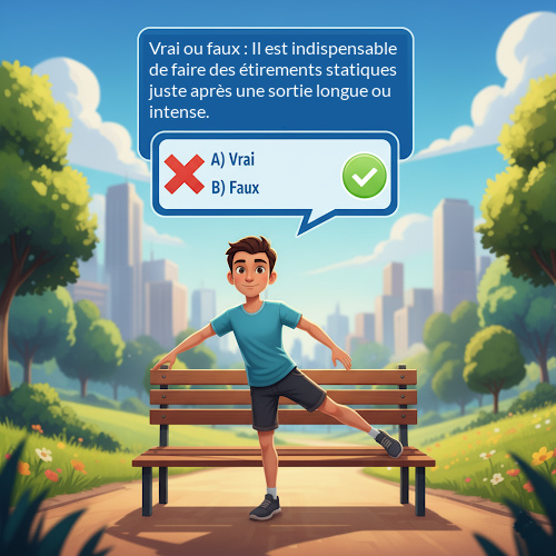 Vrai ou faux : Il est indispensable de faire des tirements statiques juste aprs une sortie longue ou intense. 