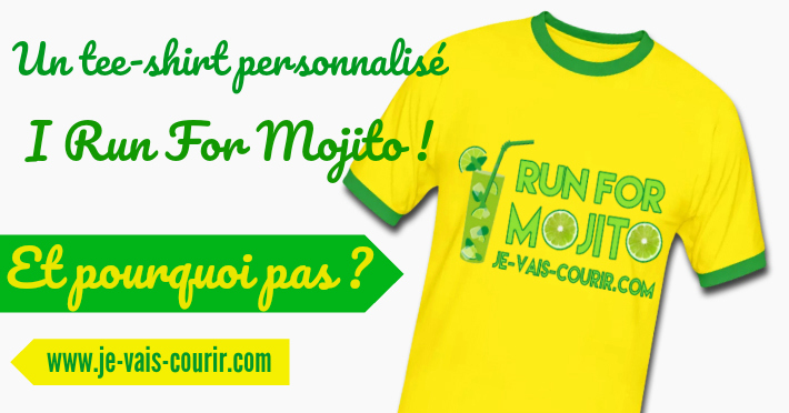 Un tee-shirt I run for mojito plein d'humour pour aller courir