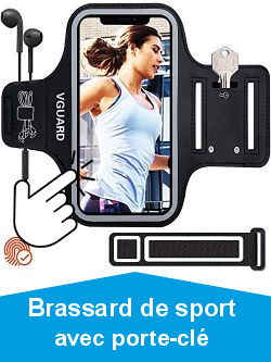 VGUARD Brassard de Sport, Universel Brassard Course de Ajustable avec Porte-cl Compatible avec iPhone, Samsung, Xiaomi et Les Autres Smartphones de Moins 6,5 Pouces, etc. - (Noir)