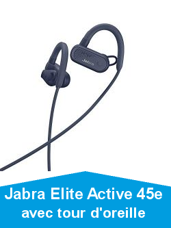 Jabra Elite Active 45e  Casque de Sport Bluetooth sans Fil Waterproof pour les Appels et la Musique  Bleu Marine
