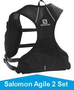 Salomon Agile 2 Set Gilet d'hydratation 2 L Unisexe 2 x Soft Flasks Incluses Pour Trail Running Randonne, Noir, NS