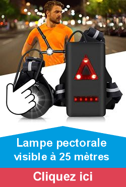 WESTGIRL Eclairage pour Course, Chest Run lumire avec Faisceau rglable 500 Lumens, USB Rechargeable Lampe tanche  l\'avant et arrire Avertissement Clignotant LED