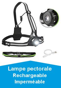 Lampe De Course Pectorale - LED Rechargeable USB - Éclairage 360° étanche Pour Running Nocturne - 2