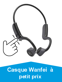 WANFEI Casque Conduction Osseuse, Ecouteurs Conduction Osseuse Bluetooth 5.0 sans Fil avec Micro couteur Bluetooth de Sport en Alliage de Titane IP55 pour Le Jogging de Conduite de runion (Noir)