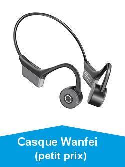 Casque Conduction Osseuse, WANFEI Ecouteurs Conduction Osseuse Bluetooth 5.0 sans Fil avec Micro couteur Bluetooth de Sport en Alliage de Titane IP55 pour Le Jogging de Conduite de runion (Noir)