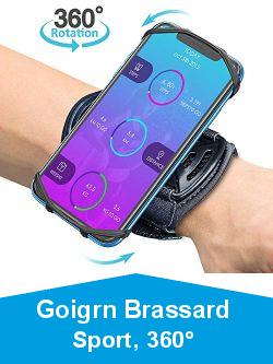 Goigrn Brassard Sport, 360 Rotation Universel Porte Tlphone Sport Compatible avec iPhone 12 Pro Max/12 Mini/12/11 Pro/XS Max/XR/XS/8 Plus, Samsung, Huawei etc, Brassard de Poignet avec Porte-Cls