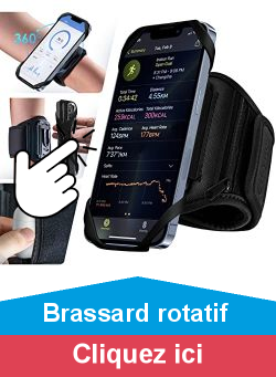 Cikyner Brassard de Sport, Brassard de Tlphone de Course Brassard de Sport Rotatif  360 et Dtachable avec Poche pour couteurs/Argent pour iPhone 4,5  7\'\' pour la Course  Pied, la Randonne