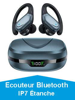 couteurs Bluetooth sans Fil Sport, HolaDream 2022 Nouvelle dition Oreillette Bluetooth 5.3 avec HiFi Son Stro, IPX7 tanche et 78 Heures Dure de Lecture pour iOS/Android [Classe nergtique A+++]