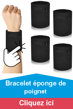 Zimoer 4 Pices Bracelet de Sport  Glissire, Sport Poignet Sweatbands Absorbants avec Poche, Poignet Bandeau, Sac De Sport De Poche pour Porte-cls en Cours d\'excution Fitness Cyclisme (Noir)