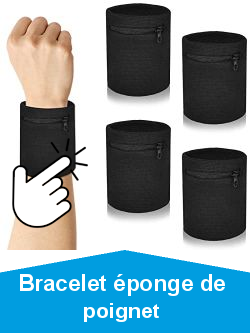 Zimoer 4 Pices Bracelet de Sport  Glissire, Sport Poignet Sweatbands Absorbants avec Poche, Poignet Bandeau, Sac De Sport De Poche pour Porte-cls en Cours d\'excution Fitness Cyclisme (Noir)