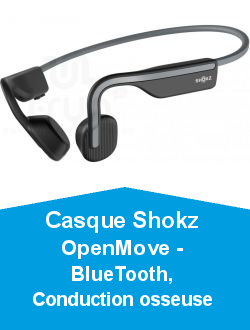 Casque Shokz OpenMove - BlueTooth, Conduction osseuse