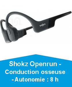 Shokz Openrun - Conduction osseuse - Autonomie : 8 h